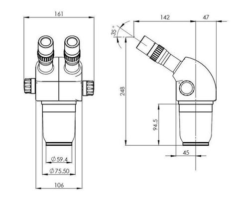 Microscopio estéreo de la ampliación 8X-70X Digitaces, microscopio estereoscópico del enfoque