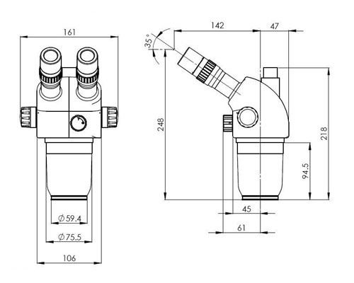Microscopio estéreo de la ampliación 8X-70X Digitaces, microscopio estereoscópico del enfoque
