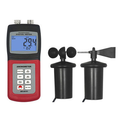 Anemómetro digital multifunción AM-4836C Medidor de velocidad del viento para comprobar el aire acondicionado