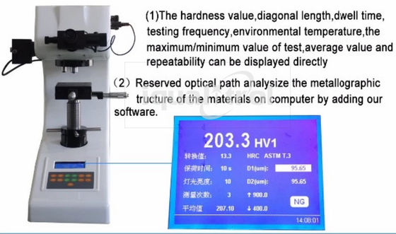 probador micro AC220V 50Hz de la dureza de Vickers del microscopio 10X con la conversión de la dureza